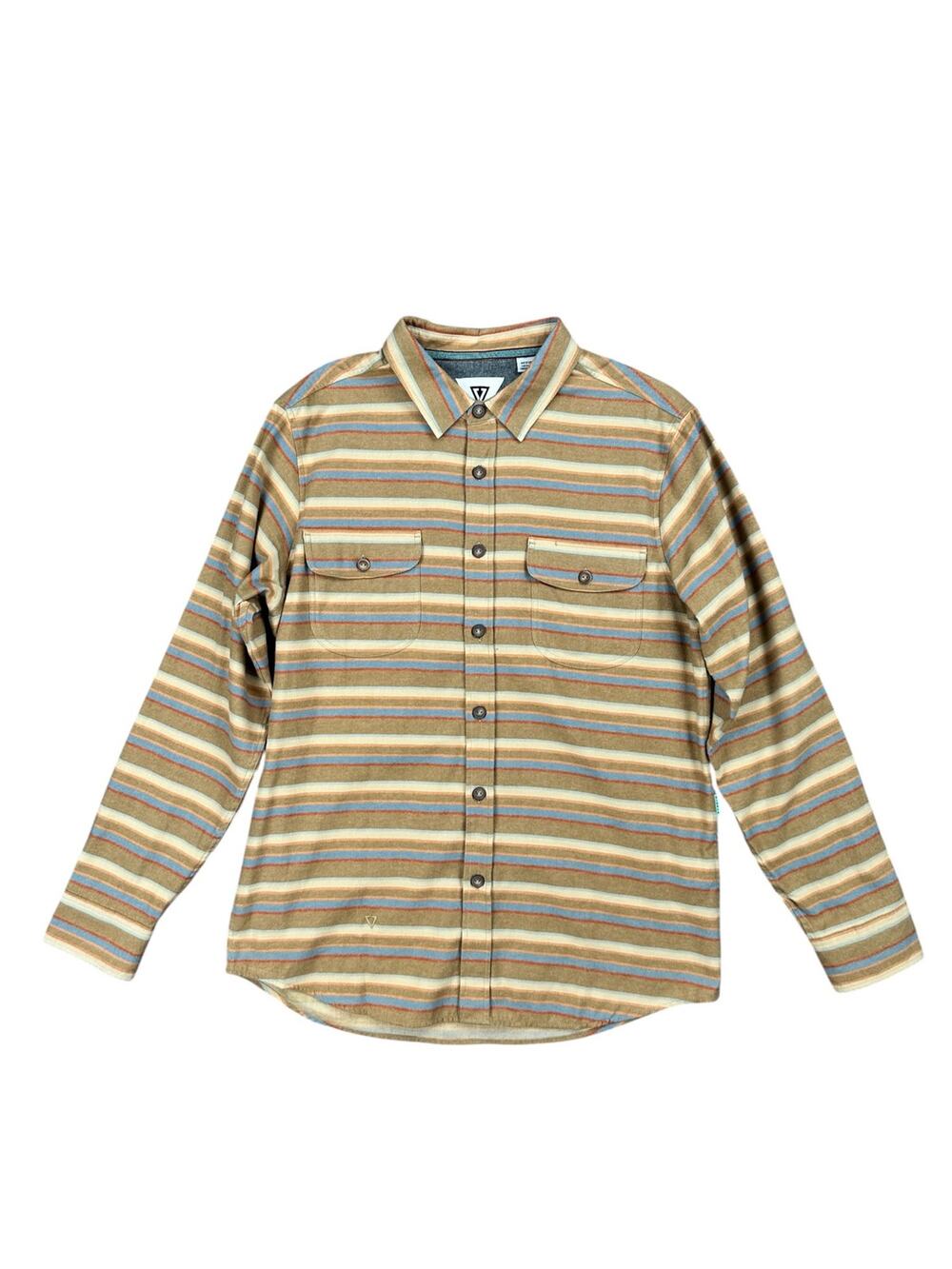 Vissla Central Coast Eco Flannel Long Sleeve Button Down Kangaroo Brown — Medium